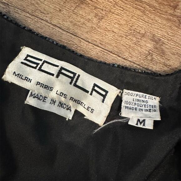 VTG Scala Black Sequin Beaded Jacket Size M Formal Wear 100% Silk NYE Party READ - Picture 6 of 9